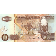 P39d Zambia - 500 Kwacha Year 2003